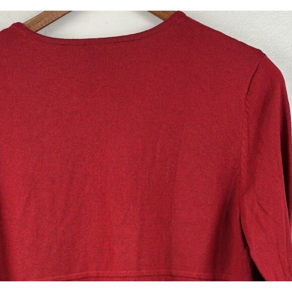 J. Jill Red Crewneck Sweater Petite Medium Long Sleeve Business Classic Women - Picture 8 of 11